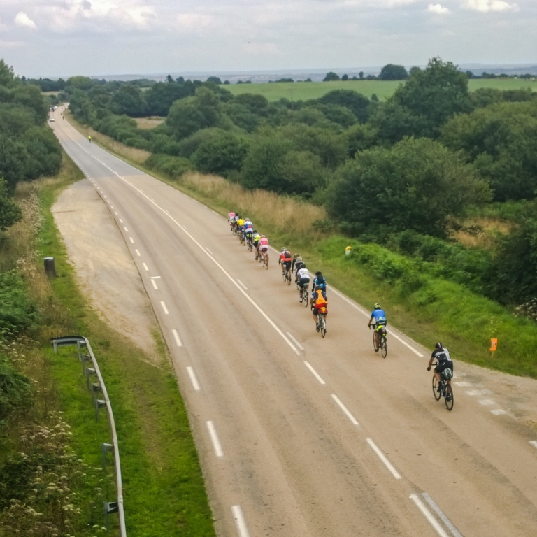 PBP riders heading east towards Carhaix.